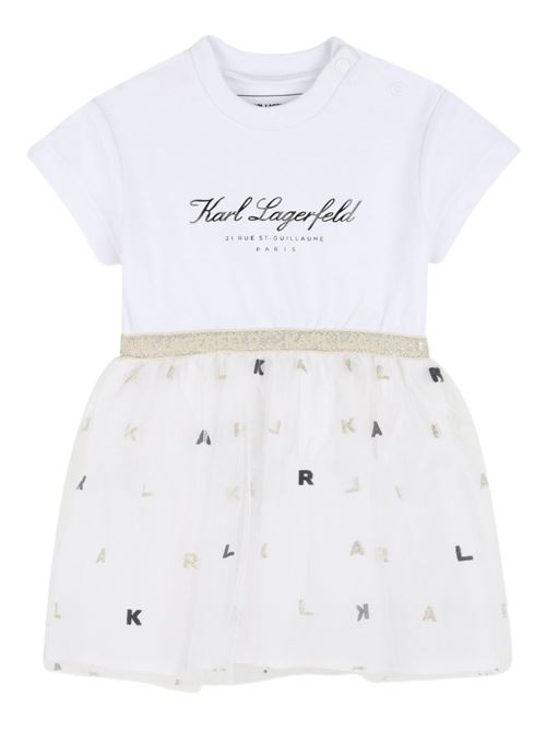 Abito bambina Karl Lagerfeld bianco con logo Karl Lagerfeld Kids | Z31043N01
